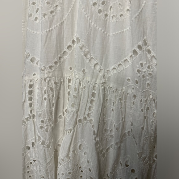 NWOT White Eyelet Tea length dress - Picture 4 of 5